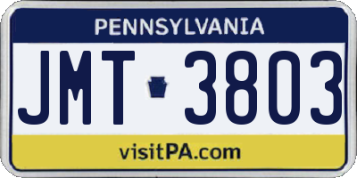 PA license plate JMT3803