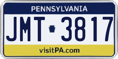 PA license plate JMT3817