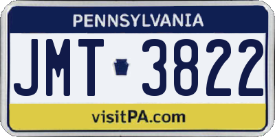 PA license plate JMT3822