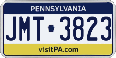 PA license plate JMT3823