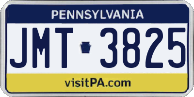 PA license plate JMT3825