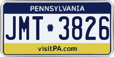 PA license plate JMT3826