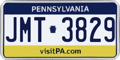 PA license plate JMT3829