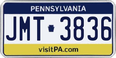PA license plate JMT3836
