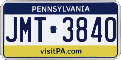 PA license plate JMT3840