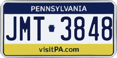 PA license plate JMT3848