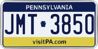 PA license plate JMT3850