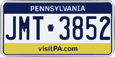 PA license plate JMT3852