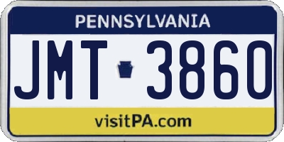 PA license plate JMT3860