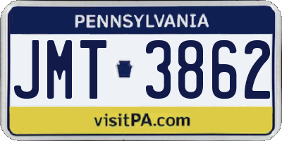 PA license plate JMT3862