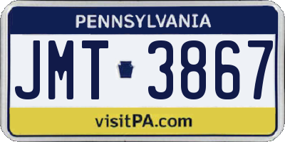 PA license plate JMT3867