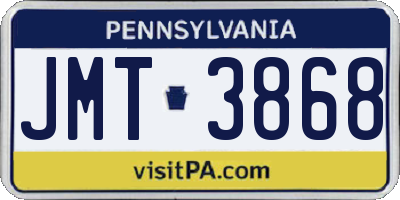 PA license plate JMT3868