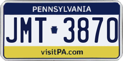 PA license plate JMT3870