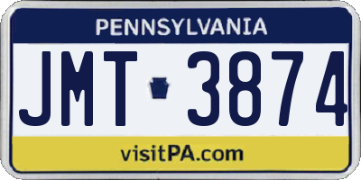 PA license plate JMT3874