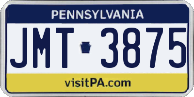 PA license plate JMT3875