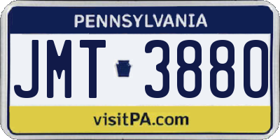 PA license plate JMT3880
