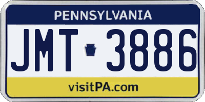 PA license plate JMT3886