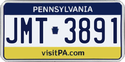 PA license plate JMT3891