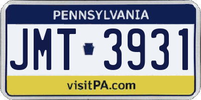 PA license plate JMT3931