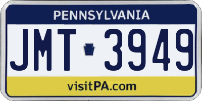 PA license plate JMT3949