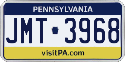 PA license plate JMT3968