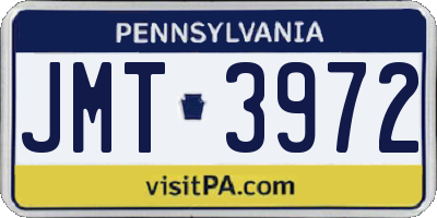 PA license plate JMT3972