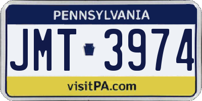 PA license plate JMT3974