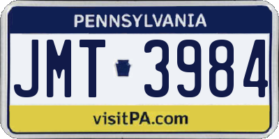 PA license plate JMT3984