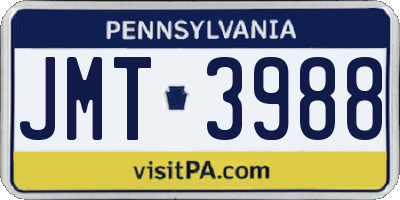 PA license plate JMT3988