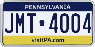 PA license plate JMT4004