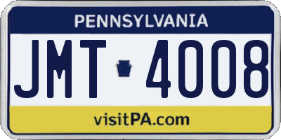 PA license plate JMT4008