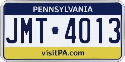 PA license plate JMT4013