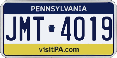 PA license plate JMT4019