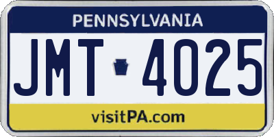 PA license plate JMT4025
