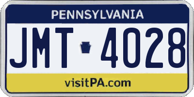 PA license plate JMT4028