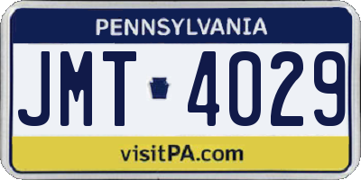 PA license plate JMT4029