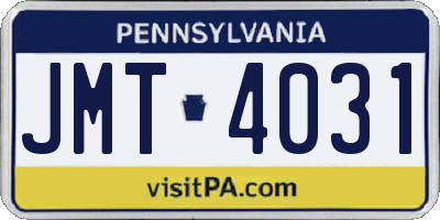 PA license plate JMT4031