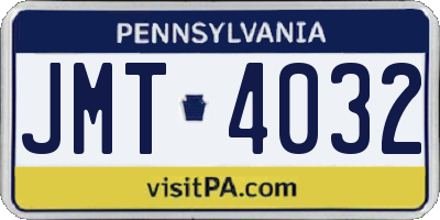 PA license plate JMT4032
