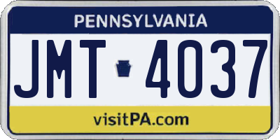 PA license plate JMT4037