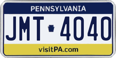 PA license plate JMT4040
