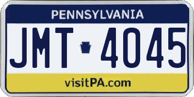 PA license plate JMT4045