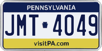 PA license plate JMT4049