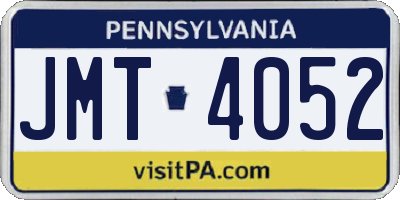 PA license plate JMT4052