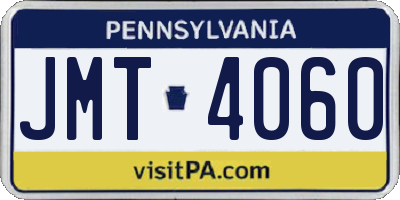 PA license plate JMT4060