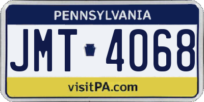 PA license plate JMT4068