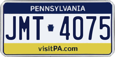 PA license plate JMT4075