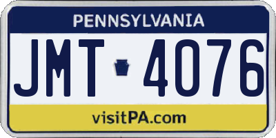 PA license plate JMT4076