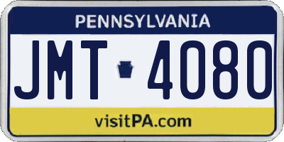 PA license plate JMT4080