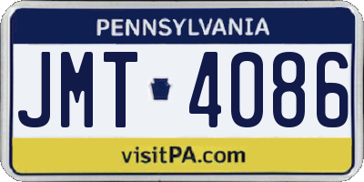 PA license plate JMT4086