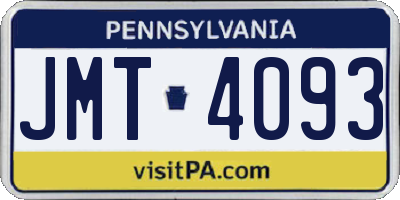PA license plate JMT4093
